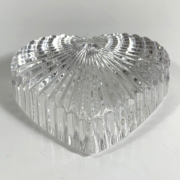 Elegant Waterford Crystal Heart-Shaped Ribbed Paperweight Clear Glass VTG 90s - Picture 1 of 7
